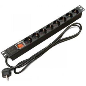Блок розеток 19″ 8 розеток Schuko з вимикачем 1U