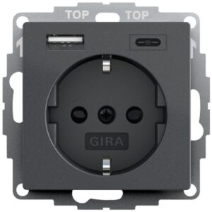 Розетка USB-A+USB-C GIRA System 55 Standard 55 чисто-біла глянцева