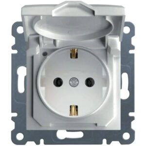 Розетка з заземленням і кришкою IP44 Hager Lumina біла