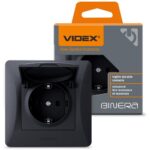 Розетка з заземленням і кришкою IP44 Videx Binera біла