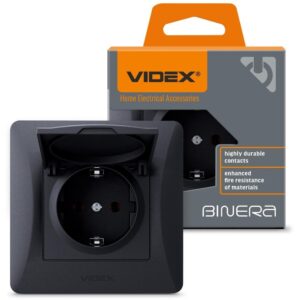 Розетка з заземленням і кришкою IP44 Videx Binera біла